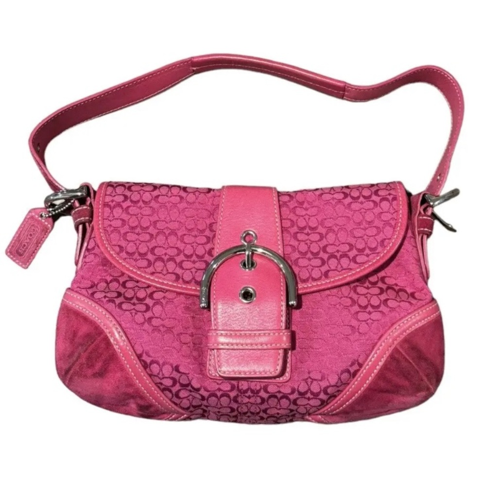 Y2K Vintage Coach Pink Suede & Leather Soho Bag